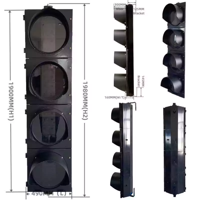 Cuerpo de carcasa de sem&aacute;foro de pl&aacute;stico para PC de 4 secciones de 16 pulgadas (400 mm)
